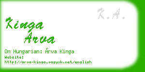 kinga arva business card
